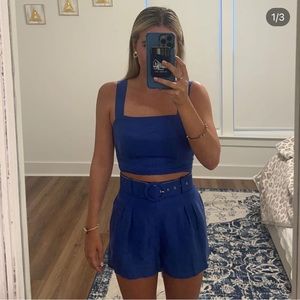 Lavender Brown Set Top and Skirt includes belt size Small